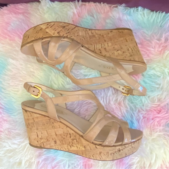 Prada Patent Leather Cork Wedge Sandal - Picture 3 of 9